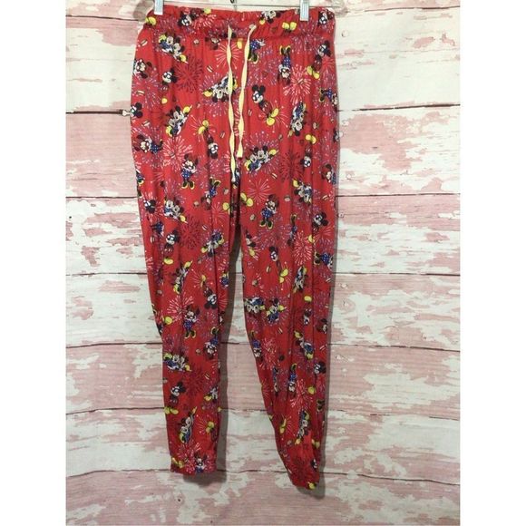 Disney Minnie Mouse Lounge Pants Red Multi Size XL (16/18) Side Pockets! - Picture 11 of 15